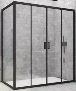 Душевой угол-ограждение «Vegas Glass» Z2P+ZPV Novo h2000 170/75 Crystal vision/чёрный матовый без поддона универсальный