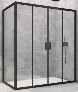 Душевой угол-ограждение «Vegas Glass» Z2P+ZPV Novo h2000 200/80 Crystal vision/чёрный матовый без поддона универсальный