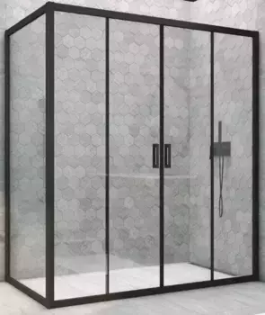 Душевой угол-ограждение «Vegas Glass» Z2P+ZPV Novo h2000 205/75 Crystal vision/чёрный матовый без поддона универсальный