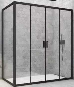 Душевой угол-ограждение «Vegas Glass» Z2P+ZPV Novo h2000 215/90 Crystal vision/чёрный матовый без поддона универсальный