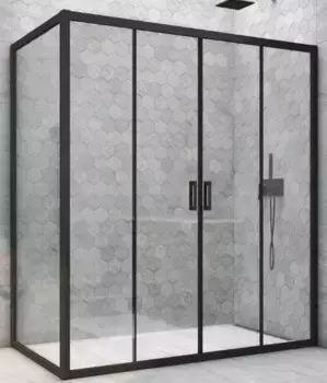 Душевой угол-ограждение «Vegas Glass» Z2P+ZPV Novo h2000 155/100 Crystal vision/чёрный матовый без поддона универсальный