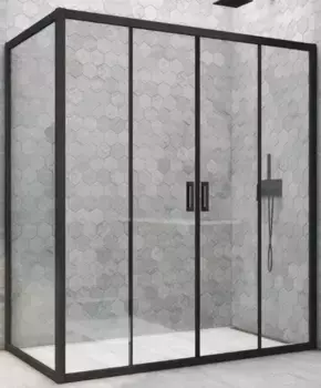 Душевой угол-ограждение «Vegas Glass» Z2P+ZPV Novo h2000 160/70 Crystal vision/чёрный матовый без поддона универсальный