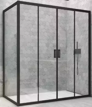 Душевой угол-ограждение «Vegas Glass» Z2P+ZPV Novo h2000 165/80 Crystal vision/чёрный матовый без поддона универсальный