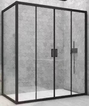 Душевой угол-ограждение «Vegas Glass» Z2P+ZPV Novo h2000 175/70 Crystal vision/чёрный матовый без поддона универсальный