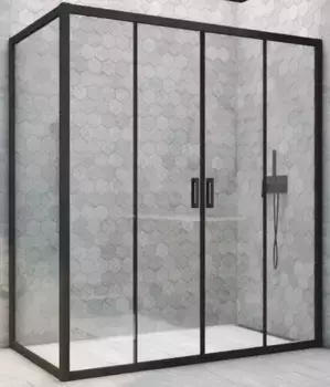 Душевой угол-ограждение «Vegas Glass» Z2P+ZPV Novo h2000 180/70 Crystal vision/чёрный матовый без поддона универсальный