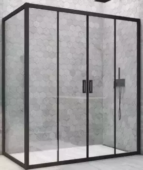Душевой угол-ограждение «Vegas Glass» Z2P+ZPV Novo h2000 180/75 Crystal vision/чёрный матовый без поддона универсальный