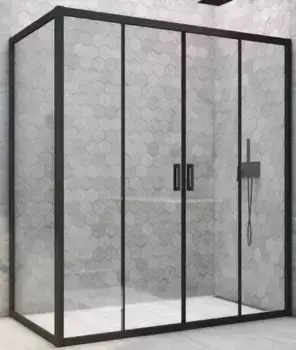 Душевой угол-ограждение «Vegas Glass» Z2P+ZPV Novo h2000 180/95 Crystal vision/чёрный матовый без поддона универсальный