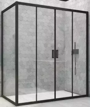 Душевой угол-ограждение «Vegas Glass» Z2P+ZPV Novo h2000 180/100 Crystal vision/чёрный матовый без поддона универсальный