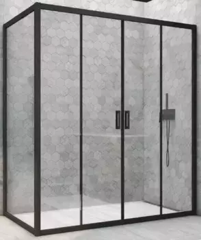 Душевой угол-ограждение «Vegas Glass» Z2P+ZPV Novo h2000 190/75 Crystal vision/чёрный матовый без поддона универсальный