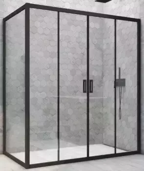 Душевой угол-ограждение «Vegas Glass» Z2P+ZPV Novo h2000 195/70 Crystal vision/чёрный матовый без поддона универсальный