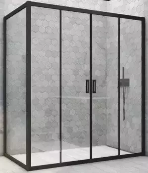 Душевой угол-ограждение «Vegas Glass» Z2P+ZPV Novo h2000 195/90 Crystal vision/чёрный матовый без поддона универсальный