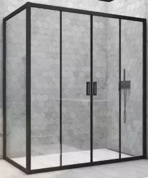 Душевой угол-ограждение «Vegas Glass» Z2P+ZPV Novo h2000 210/90 Crystal vision/чёрный матовый без поддона универсальный