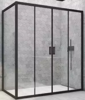 Душевой угол-ограждение «Vegas Glass» Z2P+ZPV Novo h2000 215/75 Crystal vision/чёрный матовый без поддона универсальный