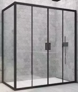 Душевой угол-ограждение «Vegas Glass» Z2P+ZPV Novo h2000 220/75 Crystal vision/чёрный матовый без поддона универсальный