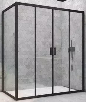 Душевой угол-ограждение «Vegas Glass» Z2P+ZPV Novo h2000 155/95 Crystal vision/чёрный матовый без поддона универсальный