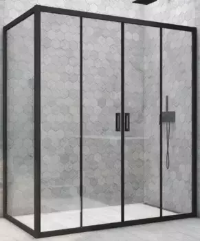 Душевой угол-ограждение «Vegas Glass» Z2P+ZPV Novo h2000 160/95 Crystal vision/чёрный матовый без поддона универсальный