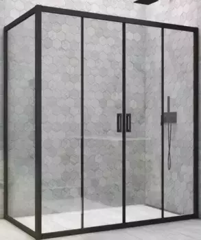 Душевой угол-ограждение «Vegas Glass» Z2P+ZPV Novo h2000 170/95 Crystal vision/чёрный матовый без поддона универсальный
