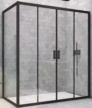 Душевой угол-ограждение «Vegas Glass» Z2P+ZPV Novo h2000 200/90 Crystal vision/чёрный матовый без поддона универсальный