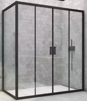 Душевой угол-ограждение «Vegas Glass» Z2P+ZPV Novo h2000 205/80 Crystal vision/чёрный матовый без поддона универсальный