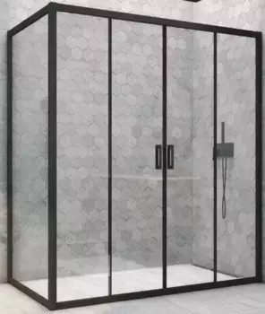 Душевой угол-ограждение «Vegas Glass» Z2P+ZPV Novo h2000 220/70 Crystal vision/чёрный матовый без поддона универсальный