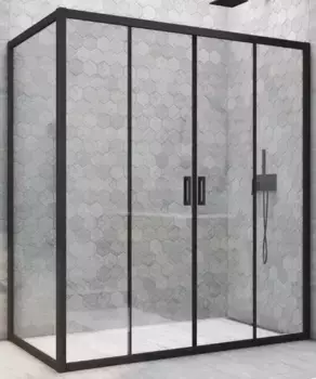 Душевой угол-ограждение «Vegas Glass» Z2P+ZPV Novo h2000 170/100 Crystal vision/чёрный матовый без поддона универсальный