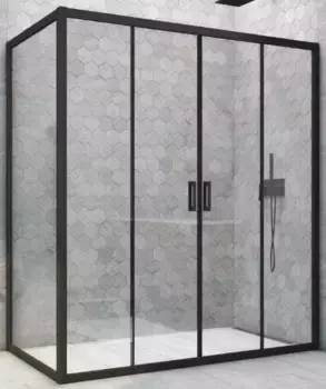 Душевой угол-ограждение «Vegas Glass» Z2P+ZPV Novo h2000 180/80 Crystal vision/чёрный матовый без поддона универсальный