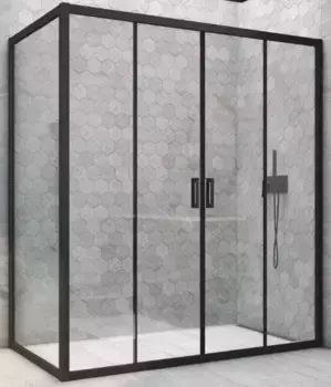 Душевой угол-ограждение «Vegas Glass» Z2P+ZPV Novo h2000 185/80 Crystal vision/чёрный матовый без поддона универсальный