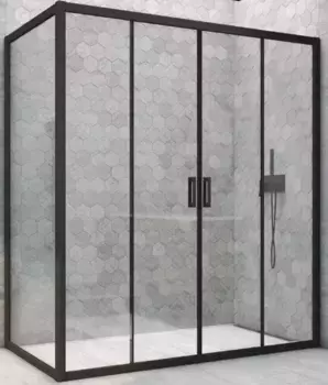Душевой угол-ограждение «Vegas Glass» Z2P+ZPV Novo h2000 190/70 Crystal vision/чёрный матовый без поддона универсальный