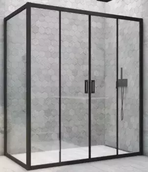 Душевой угол-ограждение «Vegas Glass» Z2P+ZPV Novo h2000 190/85 Crystal vision/чёрный матовый без поддона универсальный