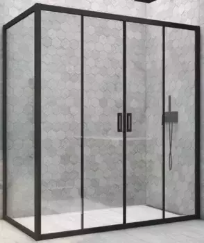 Душевой угол-ограждение «Vegas Glass» Z2P+ZPV Novo h2000 195/100 Crystal vision/чёрный матовый без поддона универсальный