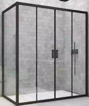 Душевой угол-ограждение «Vegas Glass» Z2P+ZPV Novo h2000 215/80 Crystal vision/чёрный матовый без поддона универсальный