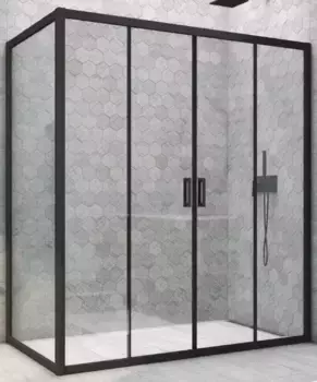 Душевой угол-ограждение «Vegas Glass» Z2P+ZPV Novo h2000 220/85 Crystal vision/чёрный матовый без поддона универсальный