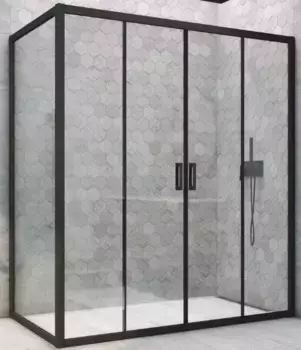 Душевой угол-ограждение «Vegas Glass» Z2P+ZPV Novo h2000 150/95 Crystal vision/чёрный матовый без поддона универсальный
