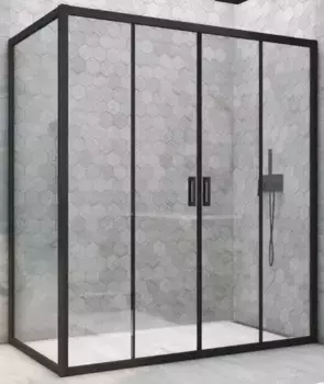 Душевой угол-ограждение «Vegas Glass» Z2P+ZPV Novo h2000 160/80 Crystal vision/чёрный матовый без поддона универсальный