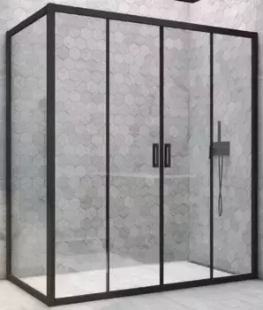 Душевой угол-ограждение «Vegas Glass» Z2P+ZPV Novo h2000 160/90 Crystal vision/чёрный матовый без поддона универсальный