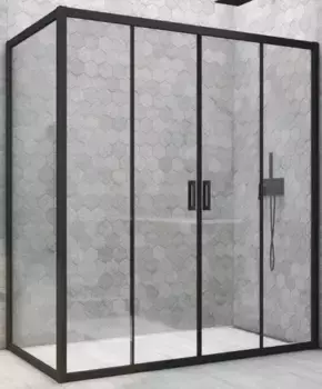 Душевой угол-ограждение «Vegas Glass» Z2P+ZPV Novo h2000 165/95 Crystal vision/чёрный матовый без поддона универсальный