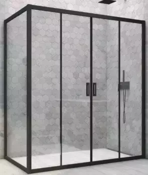Душевой угол-ограждение «Vegas Glass» Z2P+ZPV Novo h2000 170/85 Crystal vision/чёрный матовый без поддона универсальный