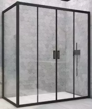 Душевой угол-ограждение «Vegas Glass» Z2P+ZPV Novo h2000 180/85 Crystal vision/чёрный матовый без поддона универсальный