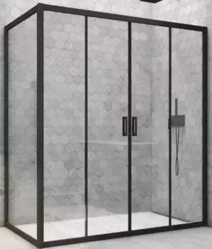 Душевой угол-ограждение «Vegas Glass» Z2P+ZPV Novo h2000 200/75 Crystal vision/чёрный матовый без поддона универсальный