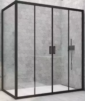 Душевой угол-ограждение «Vegas Glass» Z2P+ZPV Novo h2000 205/95 Crystal vision/чёрный матовый без поддона универсальный