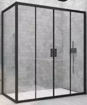 Душевой угол-ограждение «Vegas Glass» Z2P+ZPV Novo h2000 210/95 Crystal vision/чёрный матовый без поддона универсальный