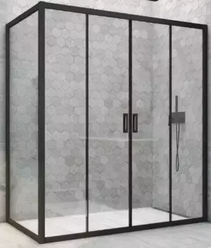 Душевой угол-ограждение «Vegas Glass» Z2P+ZPV Novo h2000 220/80 Crystal vision/чёрный матовый без поддона универсальный