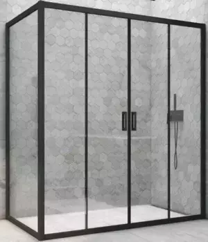 Душевой угол-ограждение «Vegas Glass» Z2P+ZPV Novo h2000 220/95 Crystal vision/чёрный матовый без поддона универсальный