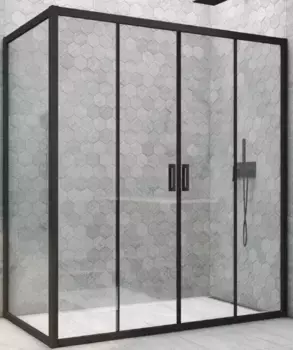 Душевой угол-ограждение «Vegas Glass» Z2P+ZPV Novo h2000 150/80 Crystal vision/чёрный матовый без поддона универсальный