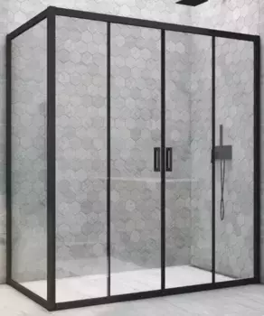 Душевой угол-ограждение «Vegas Glass» Z2P+ZPV Novo h2000 155/85 Crystal vision/чёрный матовый без поддона универсальный