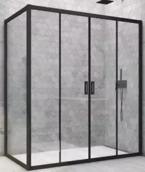 Душевой угол-ограждение «Vegas Glass» Z2P+ZPV Novo h2000 165/75 Crystal vision/чёрный матовый без поддона универсальный