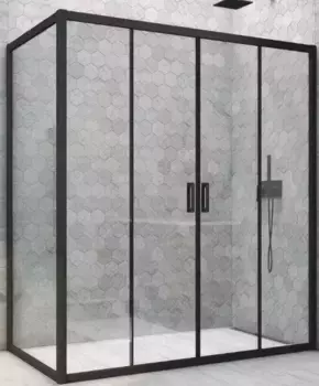 Душевой угол-ограждение «Vegas Glass» Z2P+ZPV Novo h2000 165/90 Crystal vision/чёрный матовый без поддона универсальный