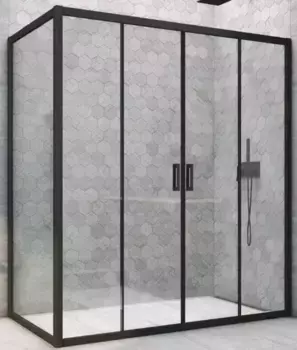 Душевой угол-ограждение «Vegas Glass» Z2P+ZPV Novo h2000 165/100 Crystal vision/чёрный матовый без поддона универсальный