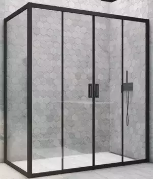 Душевой угол-ограждение «Vegas Glass» Z2P+ZPV Novo h2000 170/80 Crystal vision/чёрный матовый без поддона универсальный