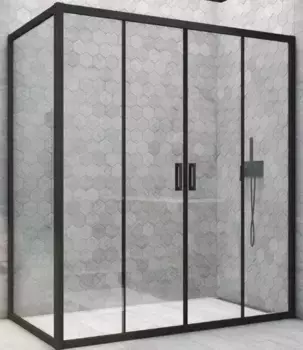 Душевой угол-ограждение «Vegas Glass» Z2P+ZPV Novo h2000 175/75 Crystal vision/чёрный матовый без поддона универсальный